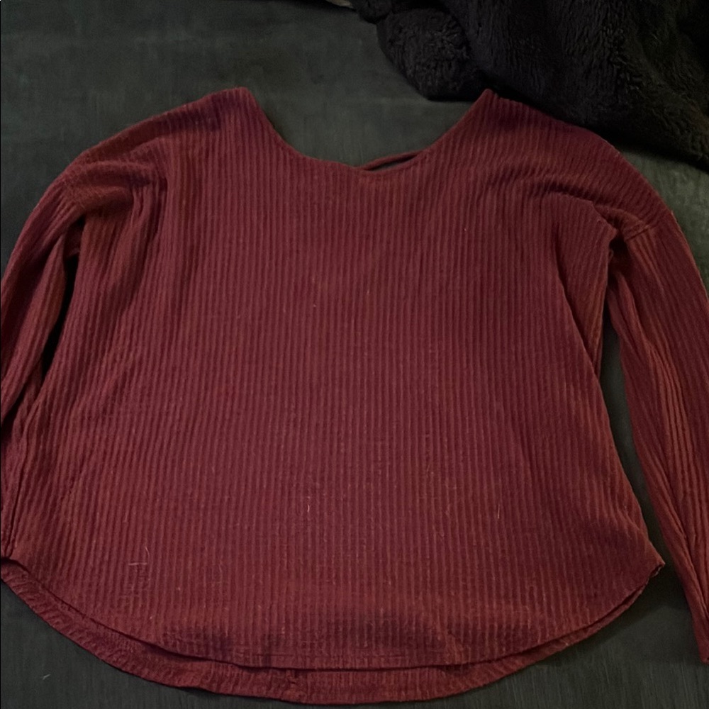 Charlotte Russe Deep Red Ribbed Knit Top